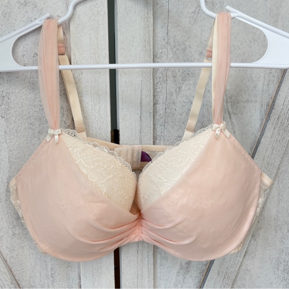 Adore Me Bra Womens 38DD Pink Lace Bridal Sexy Underwire Lingerie